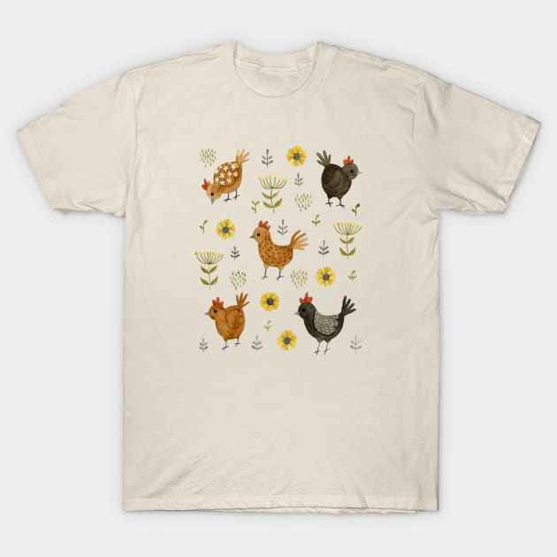 Chicken Floral T-Shirt by annyamarttinen